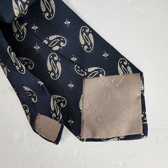 CHRISTIAN DIOR  Blue Silk Tie. - Picture 4 of 7